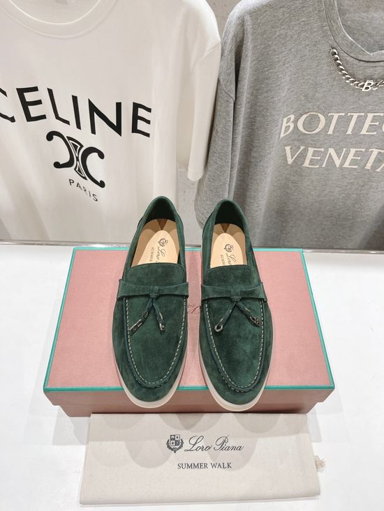 Loro Piana Classic Comfortable Suede Loafers with Knit Upper