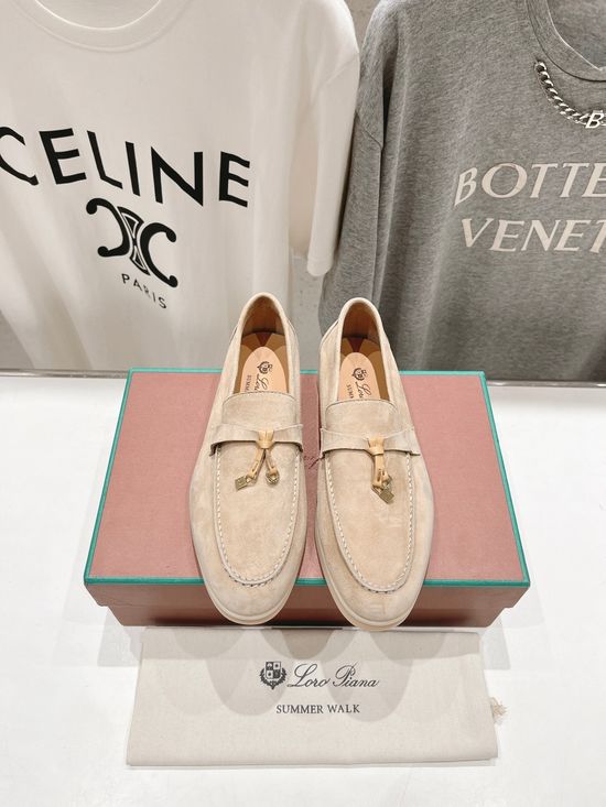 Loro Piana Classic Comfortable Suede Loafers with Knit Upper