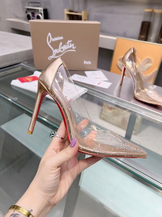 Christian Louboutine Elegant Rhinestone Decor High Heel Dress Sandals