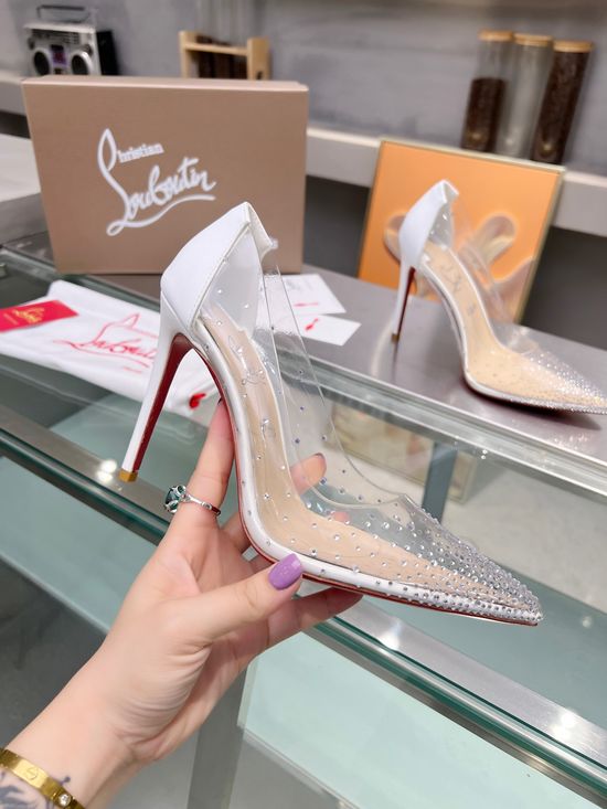 Christian Louboutine Elegant Rhinestone Decor High Heel Dress Sandals