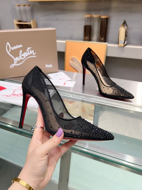 Christian Louboutine Elegant Rhinestone Decor High Heel Dress Sandals