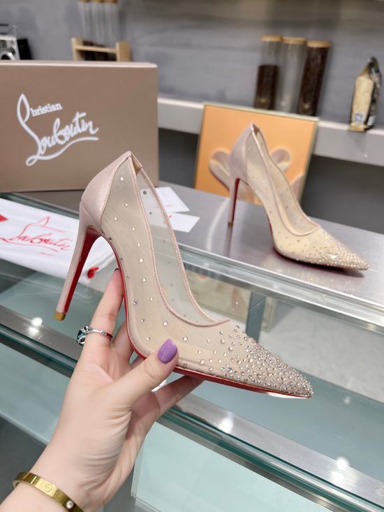 Christian Louboutine Elegant Rhinestone Decor High Heel Dress Sandals