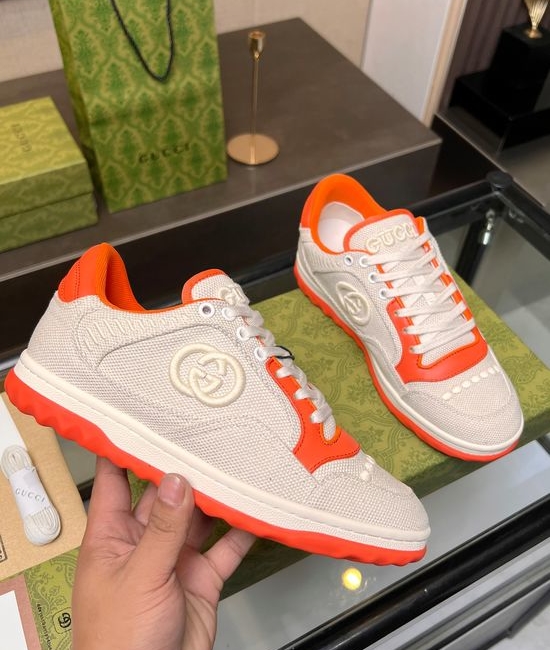 Gucci Vintage Distressed Leather Sneakers Non-slip Sole Breathable Lining