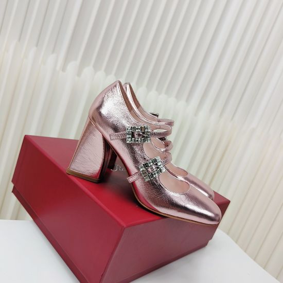 Roger Viver Rhinestone Buckle Low Heel Leather Dress Shoes