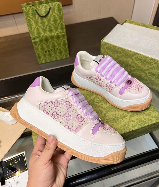 Gucci Durable Canvas Casual Shoes Shock Absorption Thick Sole