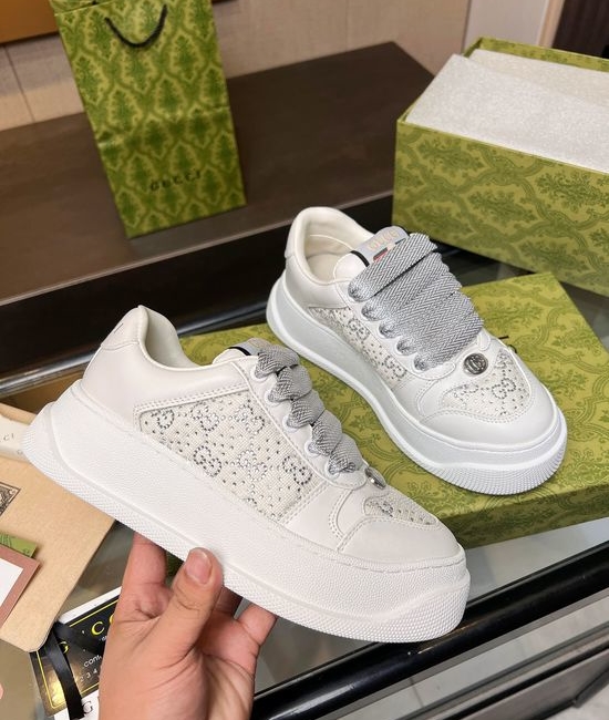 Gucci Durable Canvas Casual Shoes Shock Absorption Thick Sole