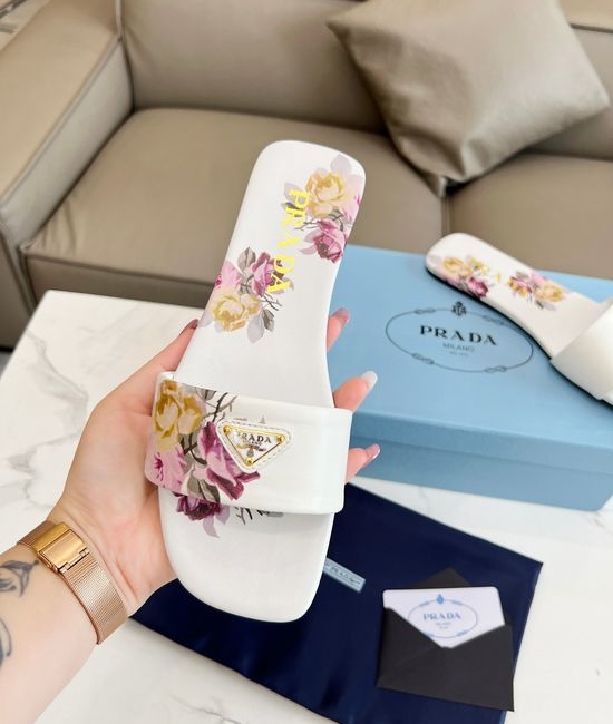 Prada Printed Sheepskin Upper Flats Leather Sole