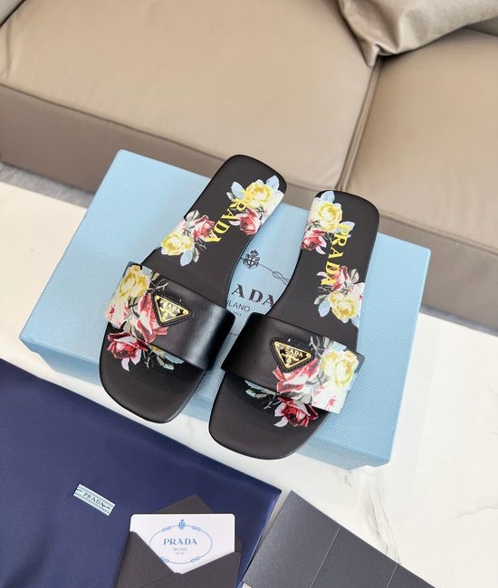 Prada Printed Sheepskin Upper Flats Leather Sole