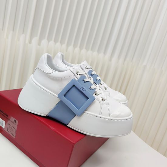 Roger Viver Plain Buckle Height Boosting Casual Leather Sneakers