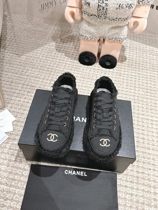 Chanel Embroidered Fringe Canvas Casual Comfortable Shoes