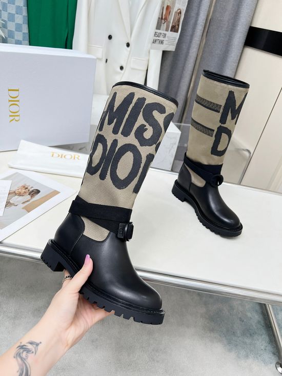 Christian Dior Premium Cowhide Leather Slip On Work Boots
