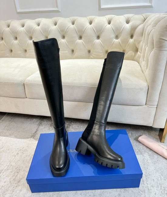 Stuart Weitzman Classic Slim Fit Leather Boots Comfortable Casual Footwear