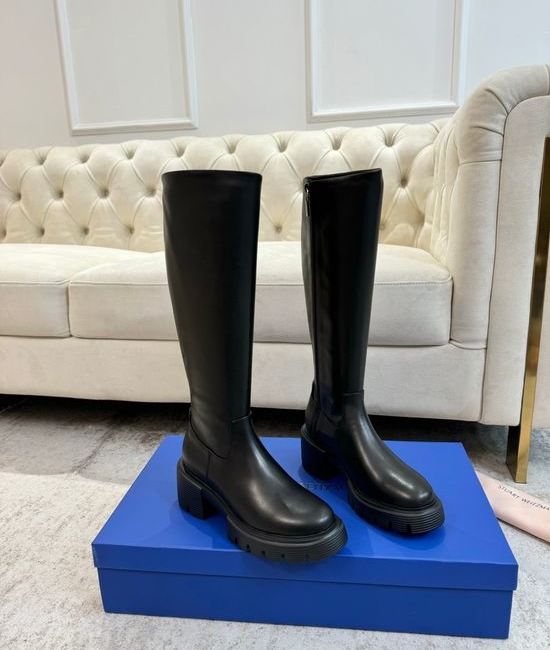 Stuart Weitzman Chunky Heel Platform Boots Soft Suede Casual Footwear