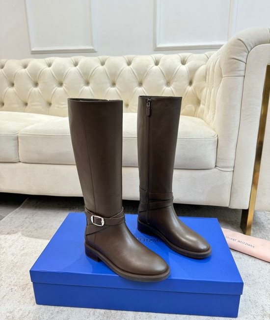 Stuart Weitzman Premium Waxed Leather Knee High Riding Boots