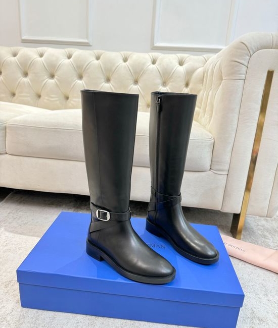 Stuart Weitzman Premium Waxed Leather Knee High Riding Boots
