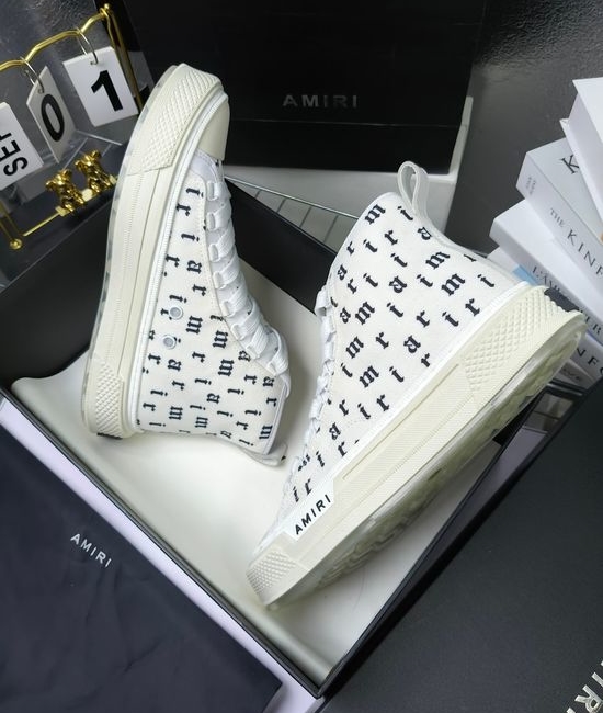 Amiri Premium Leather Upper High Top Stitched Decorative Casual Sneakers