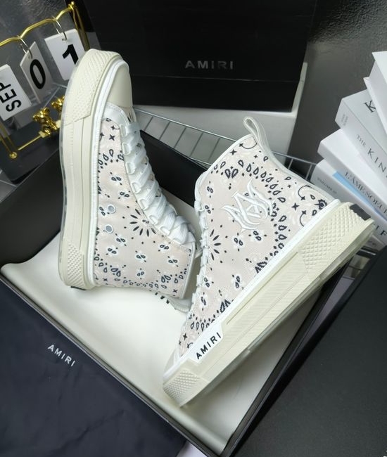 Amiri Premium Leather Upper High Top Stitched Decorative Casual Sneakers