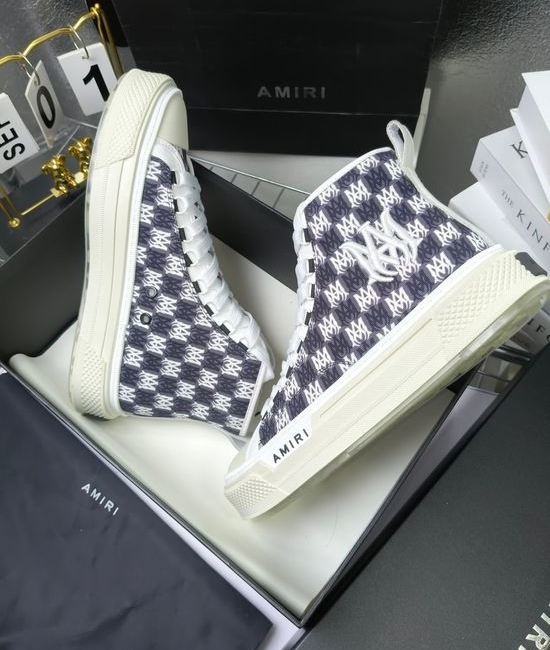 Amiri Premium Leather Upper High Top Stitched Decorative Casual Sneakers