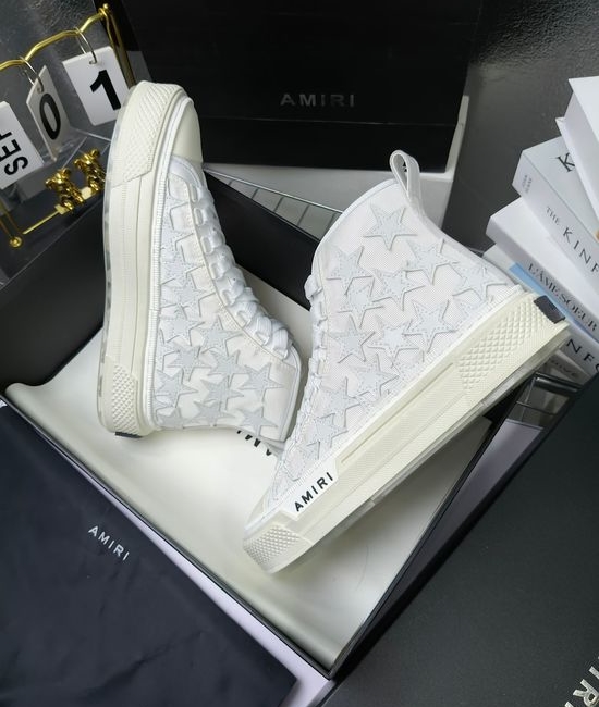 Amiri Premium Leather Upper High Top Stitched Decorative Casual Sneakers