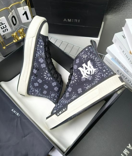 Amiri Premium Leather Upper High Top Stitched Decorative Casual Sneakers