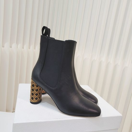 Christian Dior CD Suede Ankle Boots with Gold Decor and Heel