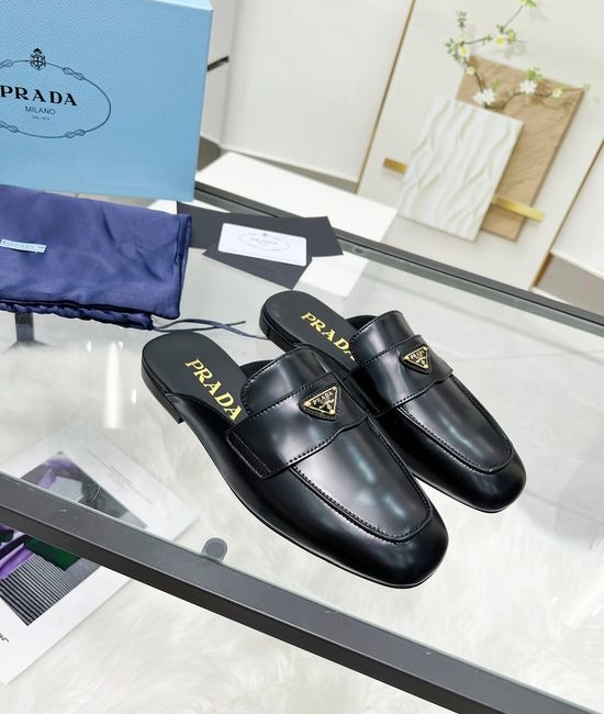 Prada Patent Leather Casual Flats with Signature Emblem