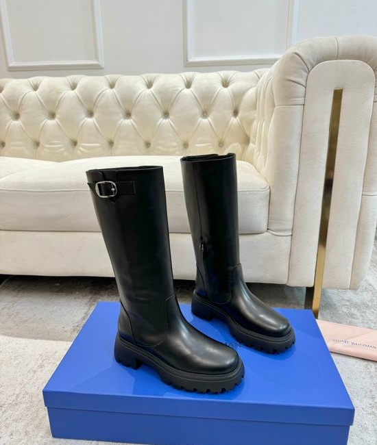 Stuart Weitzman Premium Leather Suede Riding Boots With Foam Sole