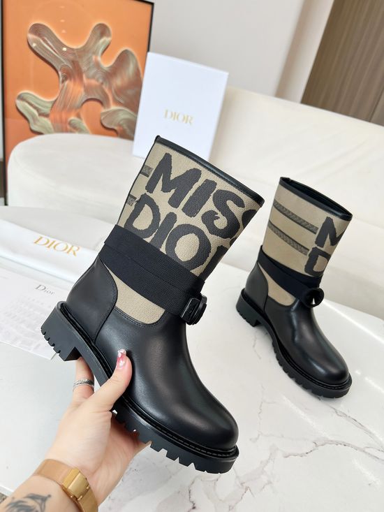 Christian Dior Premium Cowhide Leather Slip On Work Boots