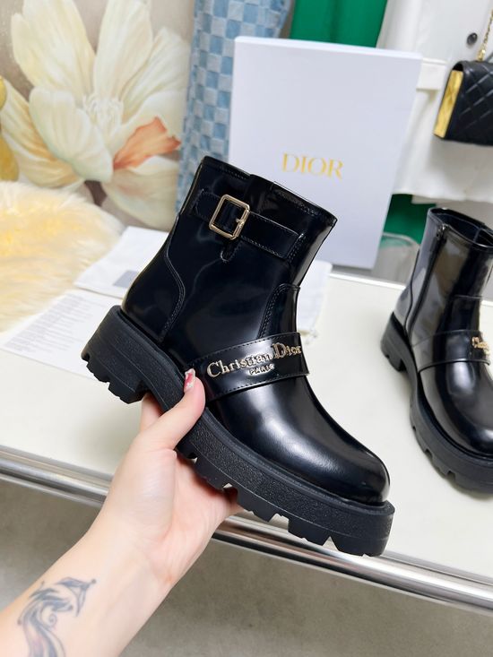 Christian Dior Classic English Brogue Thick-Soled Martin Boots