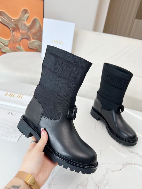 Christian Dior Premium Cowhide Leather Slip On Work Boots