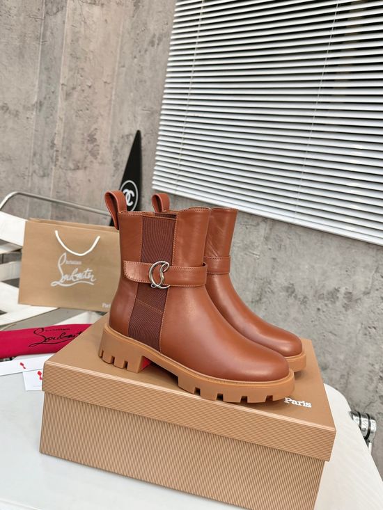Christian Louboutine Classic Brown Leather Casual Dress Shoes