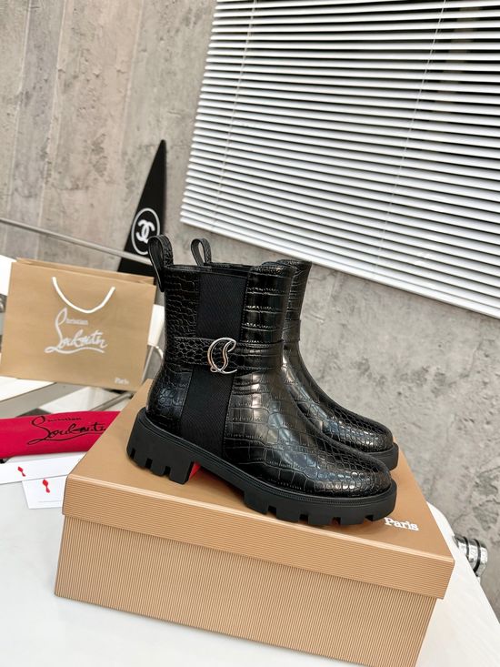 Christian Louboutine Premium Crocodile Pattern Leather Dress Shoes