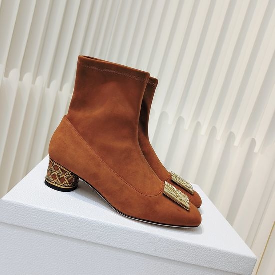 Christian Dior CD Stretchy Ankle Boots with Metal Decor and Heel