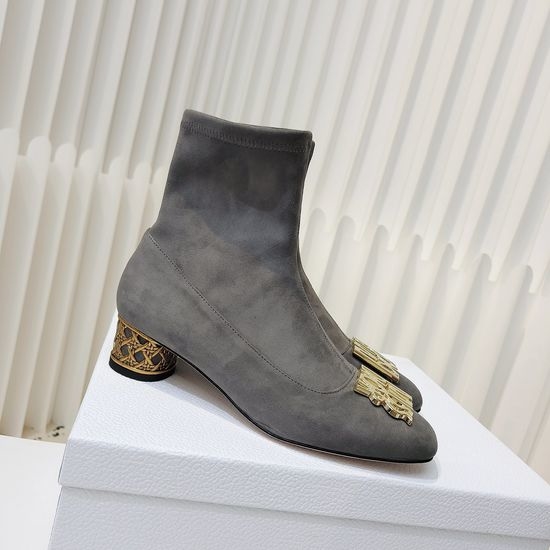 Christian Dior CD Stretchy Ankle Boots with Metal Decor and Heel