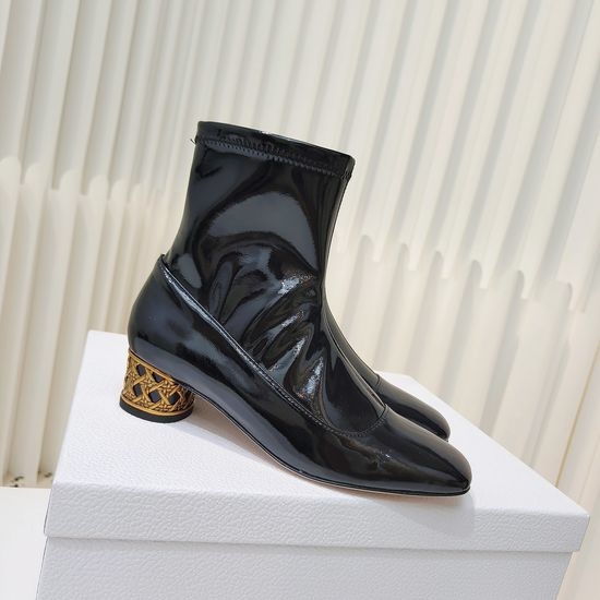 Christian Dior CD Stretchy Ankle Boots with Metal Decor and Heel