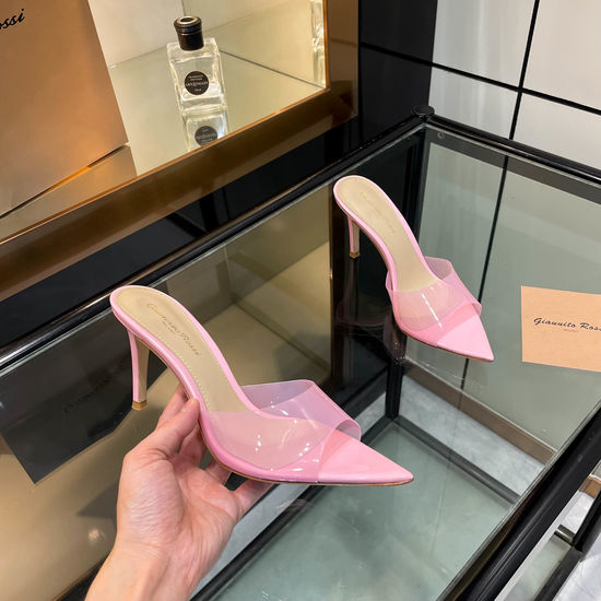 Gianvito Rossi Pointed Toe Patent Leather Leaf Decor High Heel Sandals