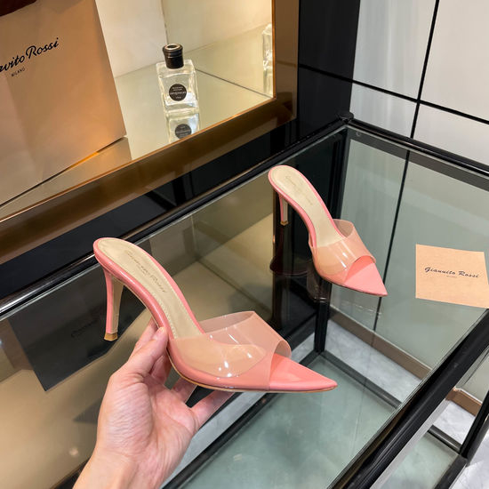 Gianvito Rossi Pointed Toe Patent Leather Leaf Decor High Heel Sandals