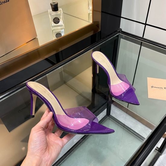 Gianvito Rossi Pointed Toe Patent Leather Leaf Decor High Heel Sandals