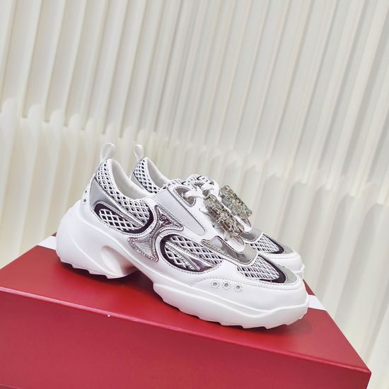 Roger Viver Embellished Leather Mesh Platform Casual Sneakers