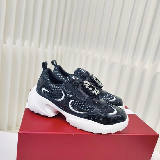 Roger Viver Embellished Leather Mesh Platform Casual Sneakers