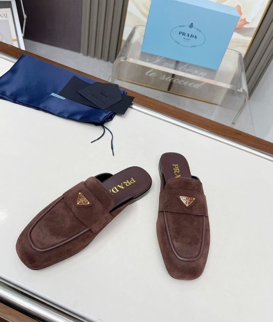 Prada Suede Casual Flats with Signature Emblem