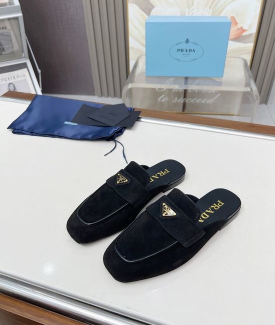 Prada Suede Casual Flats with Signature Emblem
