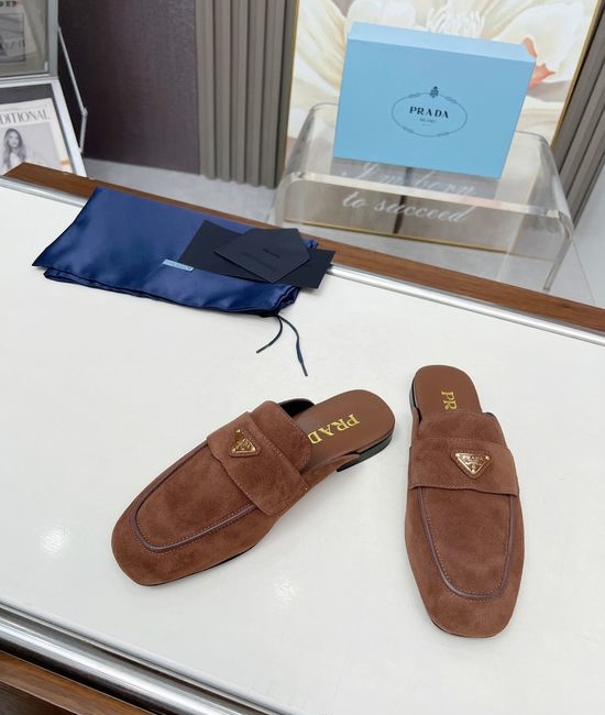 Prada Suede Casual Flats with Signature Emblem