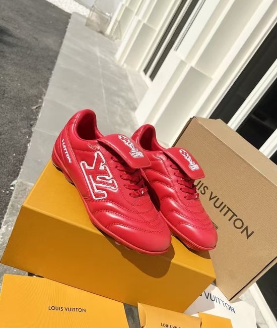 Louis Vuitton LV Designer Inspired Soccer-themed Sneakers with Dynamic Logos