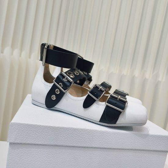 Christian Dior CD Classic Adjustable Buckle Strap Leather Mary Jane Flats