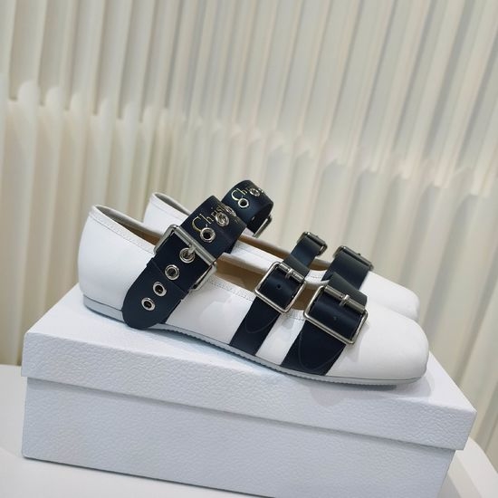 Christian Dior CD Classic Adjustable Buckle Strap Leather Flat Casual Shoes