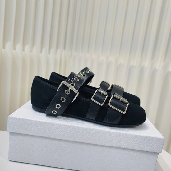 Christian Dior CD Classic Adjustable Buckle Strap Leather Flat Casual Shoes