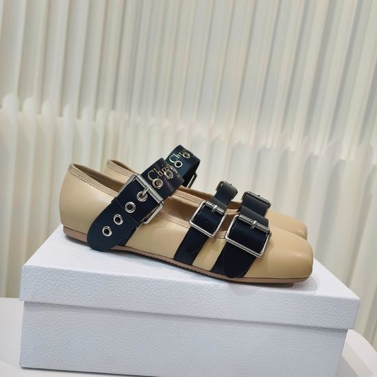 Christian Dior CD Classic Adjustable Buckle Strap Leather Flat Casual Shoes