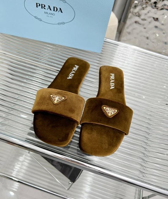 Prada Silk Upper Buckle Flats Lambskin Lining Leather Sole
