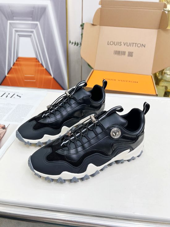 Louis Vuitton Premium Leather Sneakers with Flexible Wave Outsole